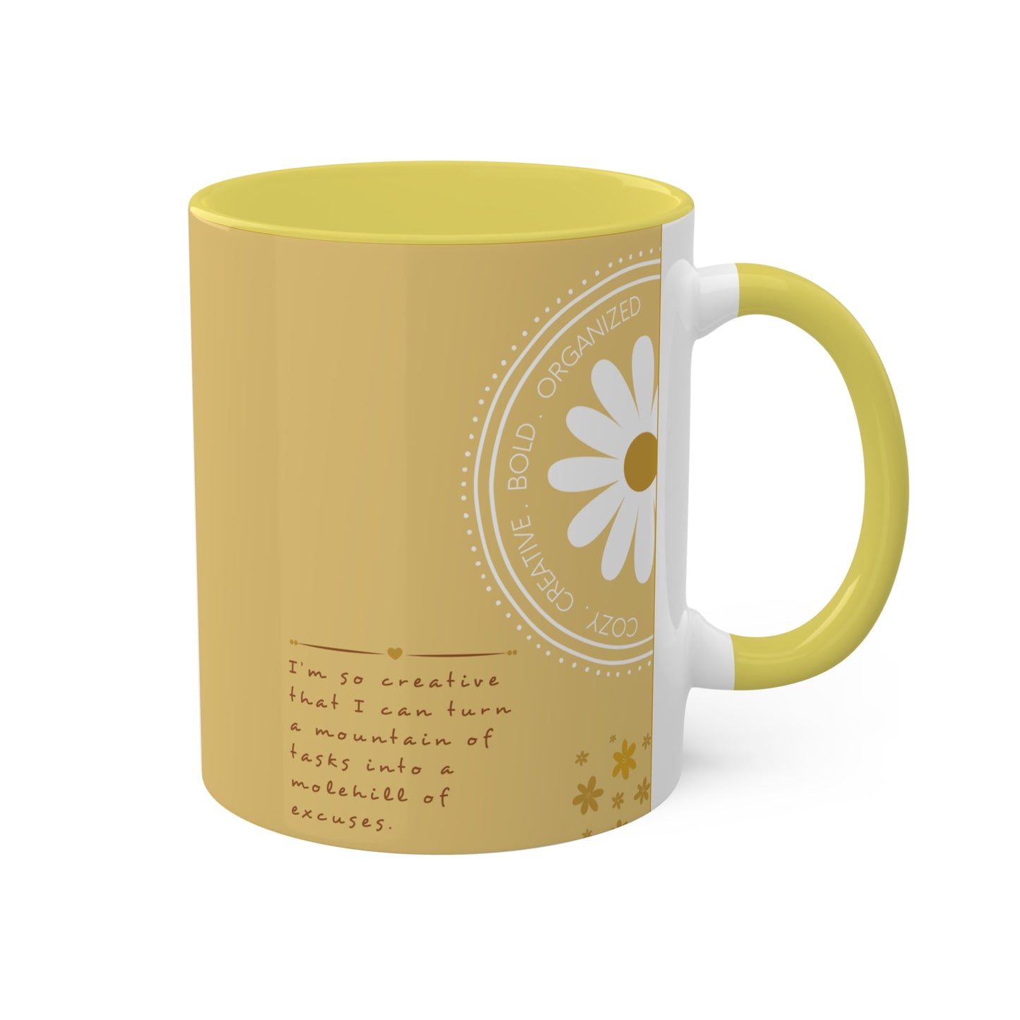 YELLOW Mug - Cozy . Creative . Bold . Organized