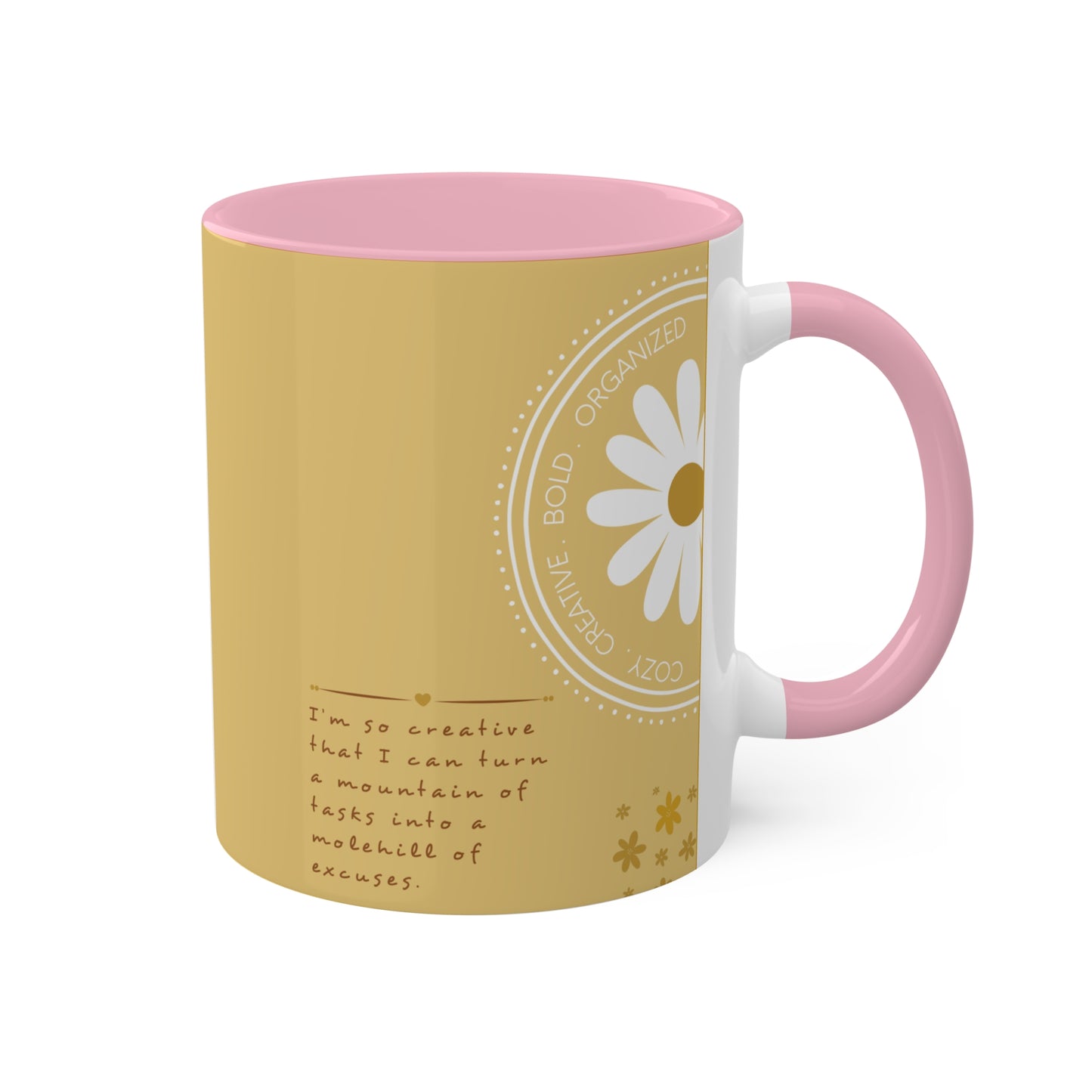 YELLOW Mug - Cozy . Creative . Bold . Organized