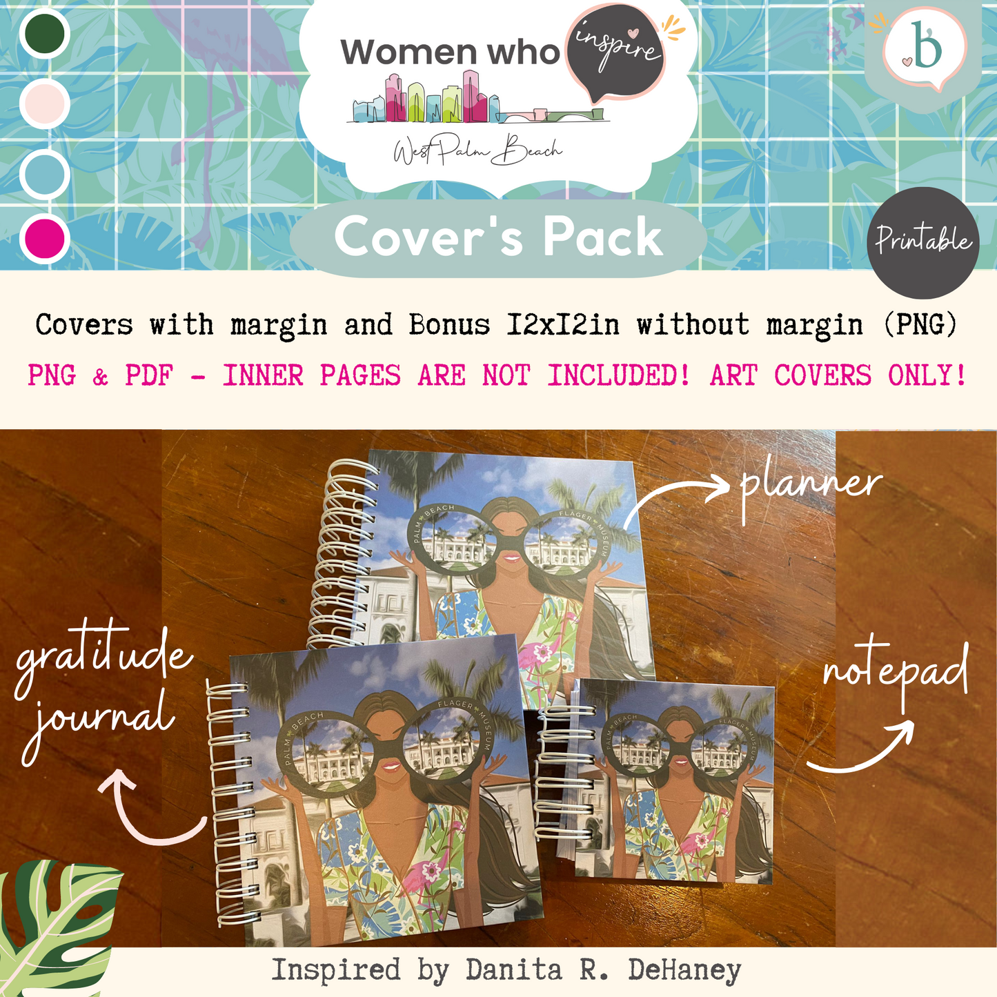 Palm Beach Girls - Printable Planner - Journal - Notepad Cover