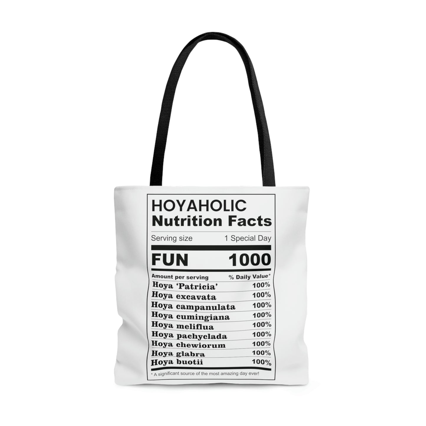 HOYAHOLIC NUTRITION FACTS TOTE BAG