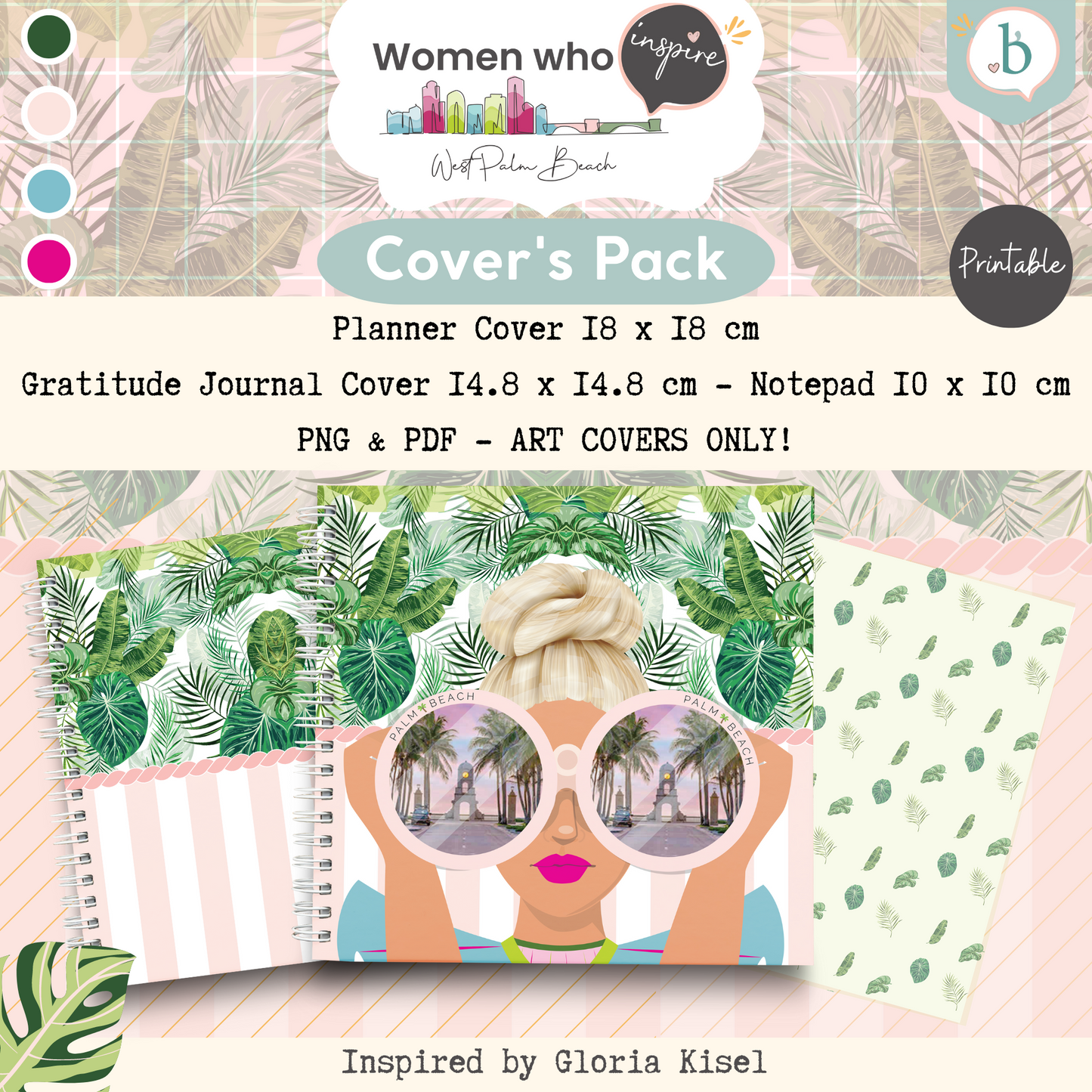 Palm Beach Girls - Printable Planner - Journal - Notepad Cover
