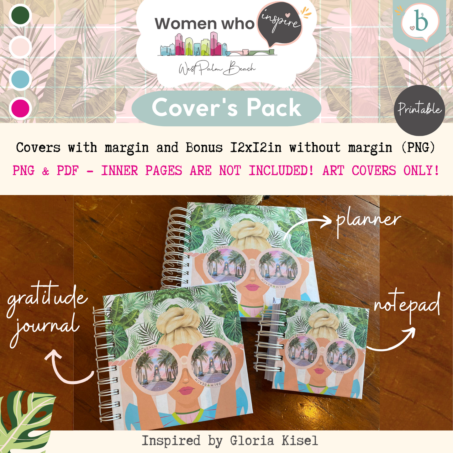 Palm Beach Girls - Printable Planner - Journal - Notepad Cover