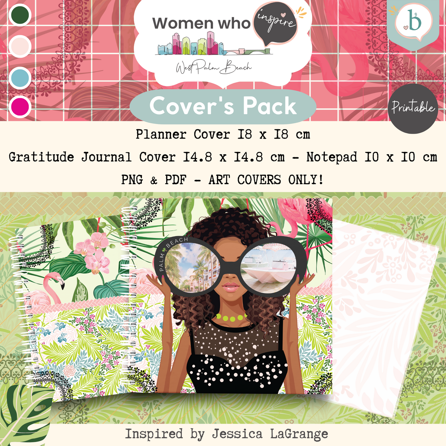 Palm Beach Girls - Printable Planner - Journal - Notepad Cover