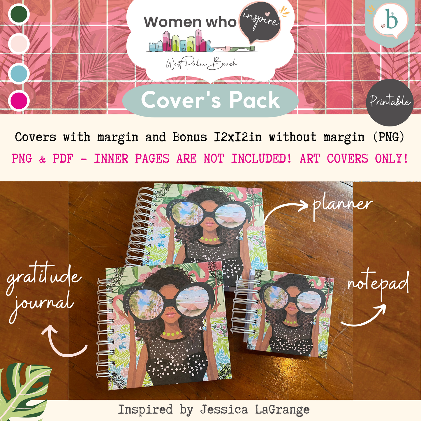 Palm Beach Girls - Printable Planner - Journal - Notepad Cover