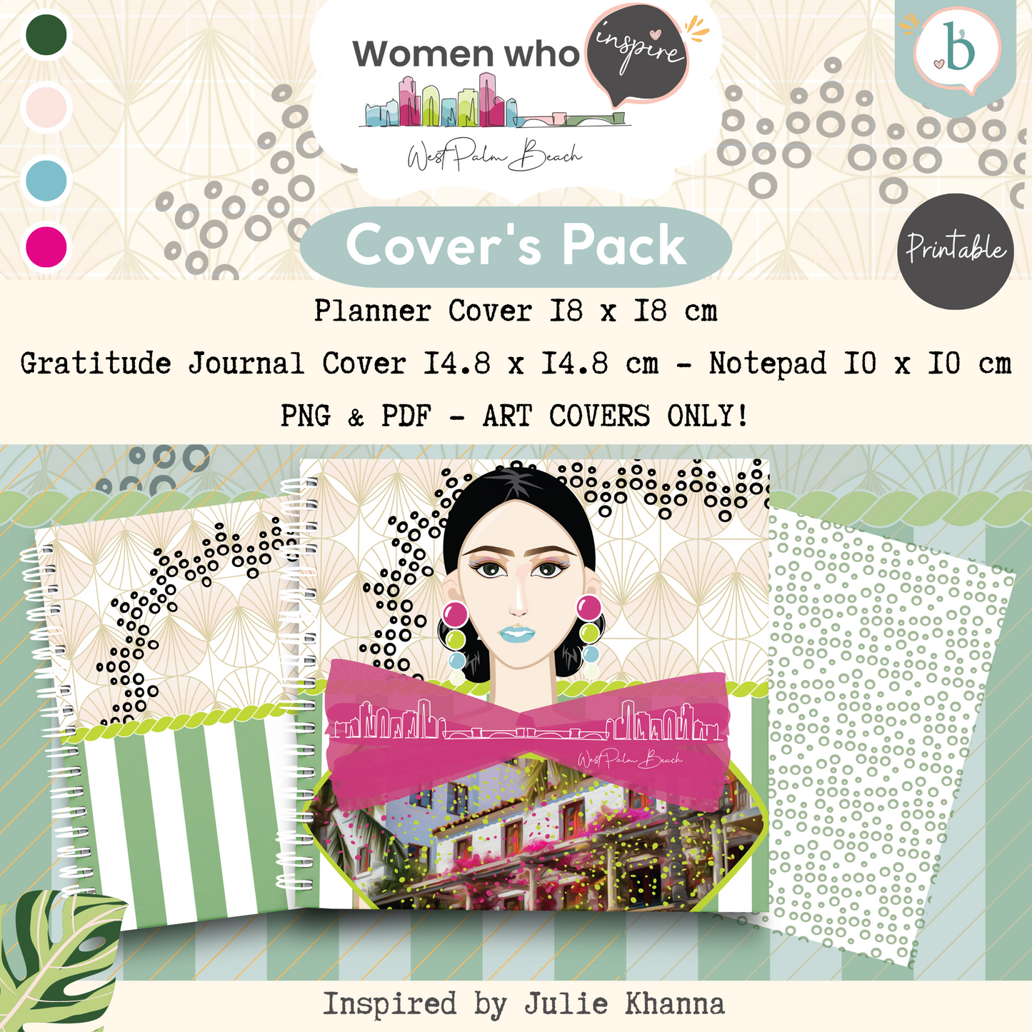 Palm Beach Girls - Printable Planner - Journal - Notepad Cover