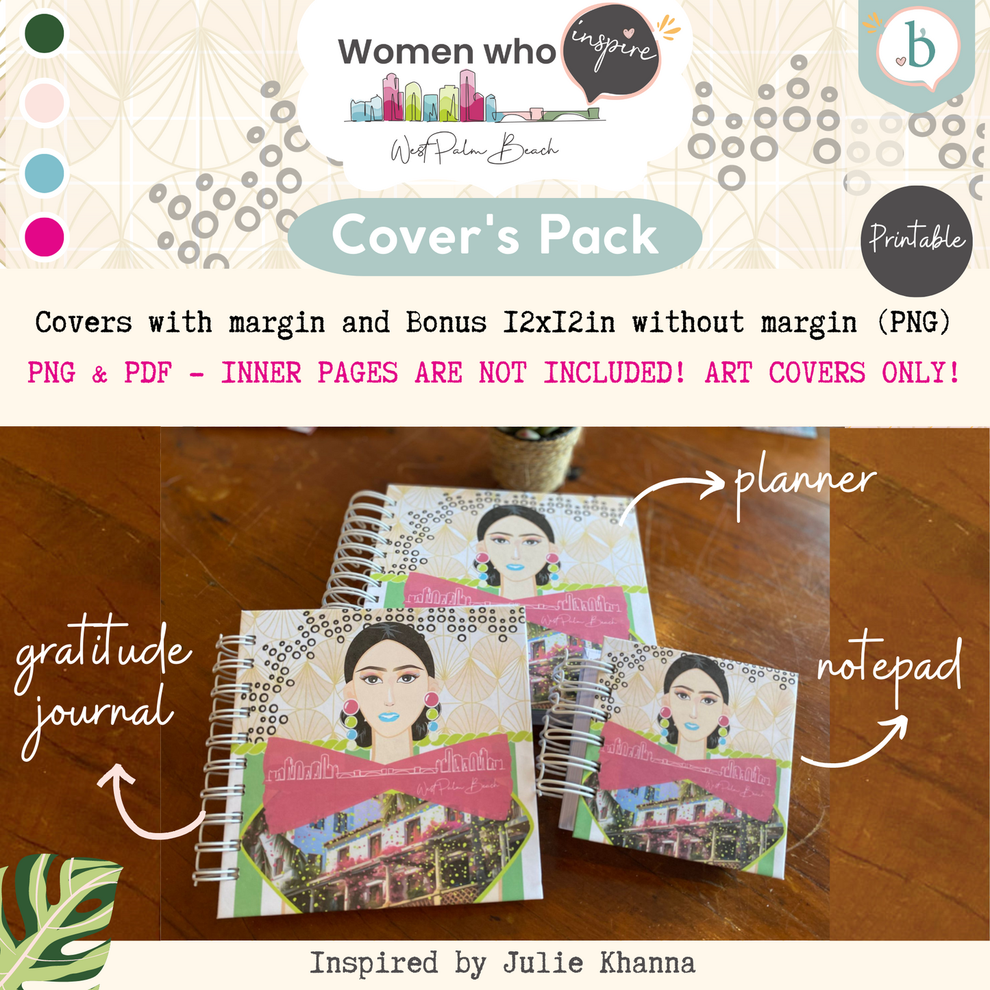 Palm Beach Girls - Printable Planner - Journal - Notepad Cover