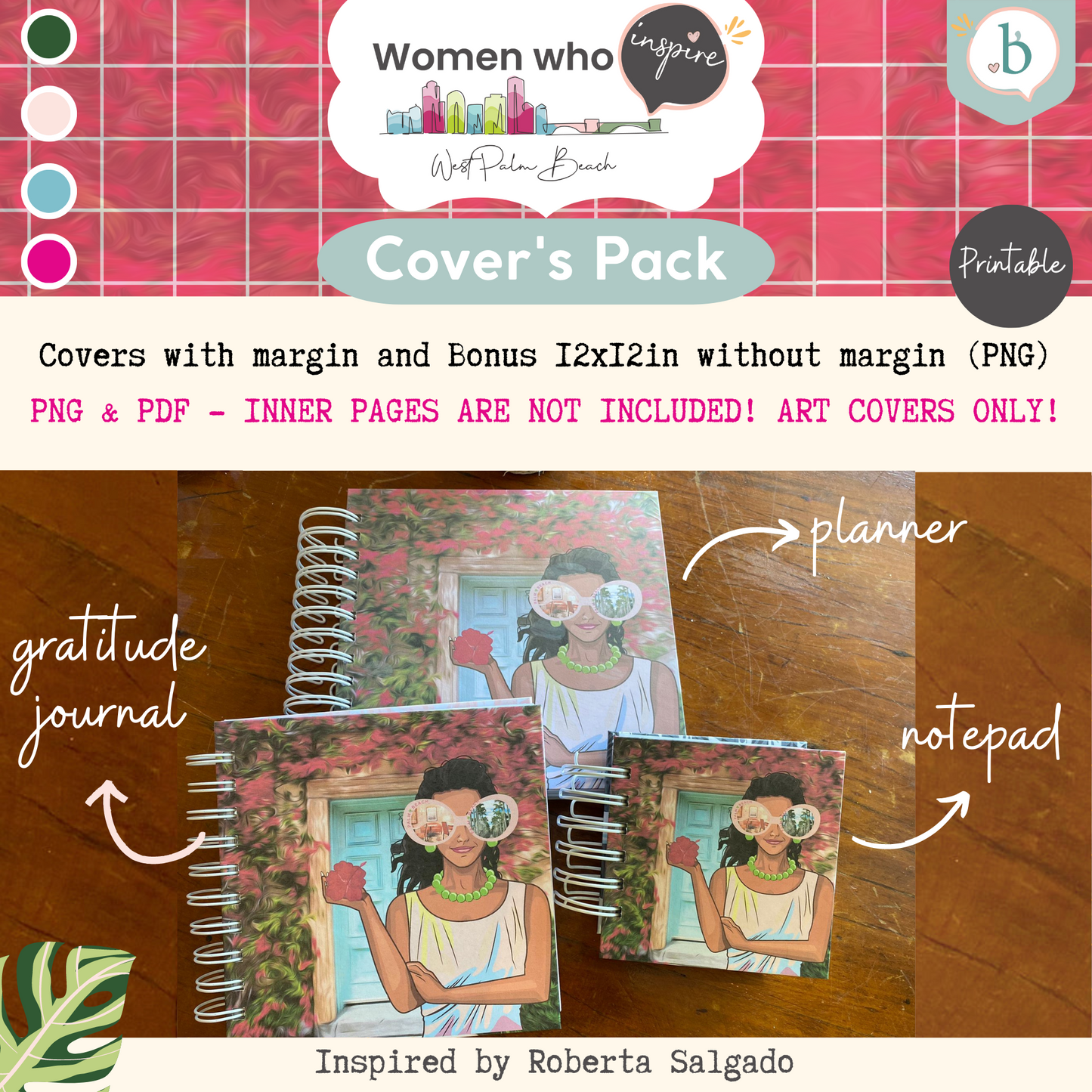 Palm Beach Girls - Printable Planner - Journal - Notepad Cover