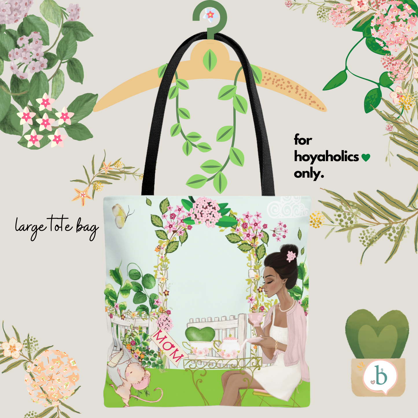 HOYAHOLIC HIGH TEA HOYA GARDEN TOTE BAG