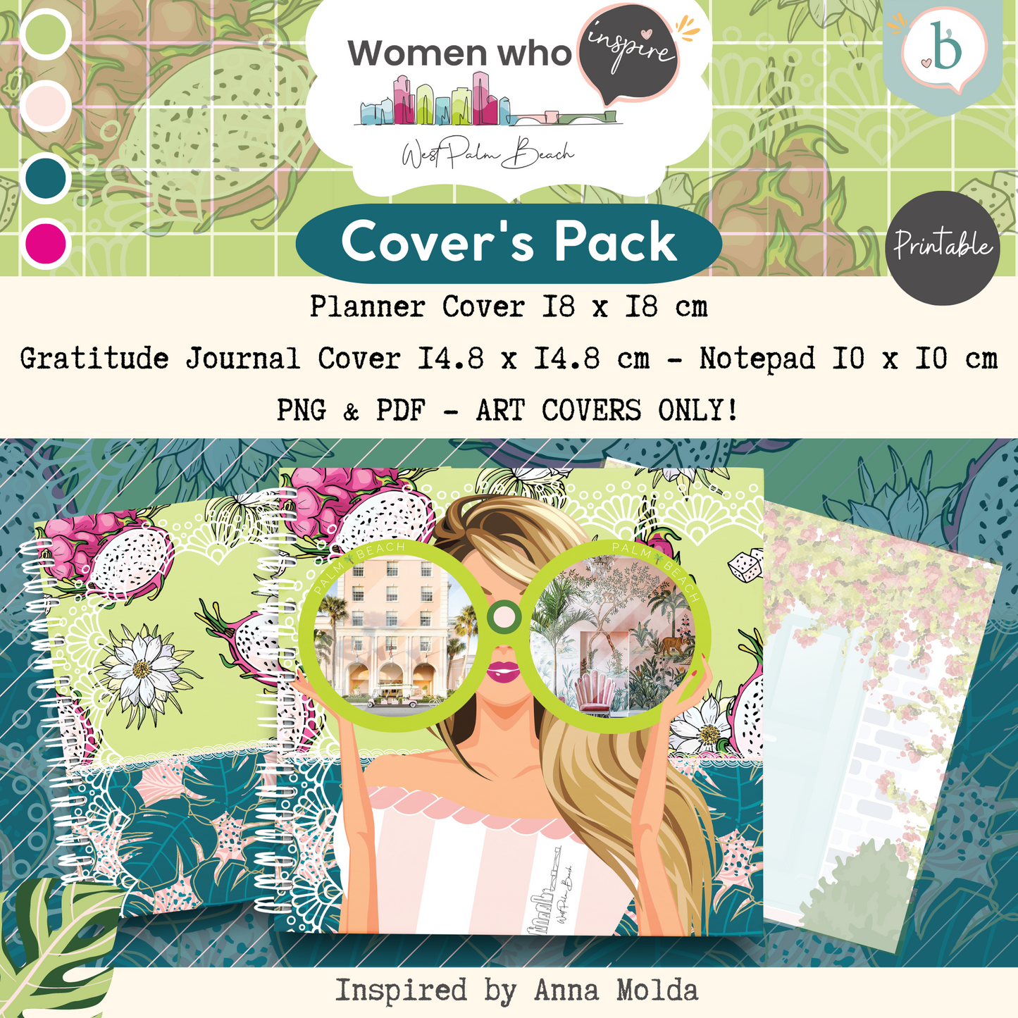 Palm Beach Girls - Printable Planner - Journal - Notepad Cover