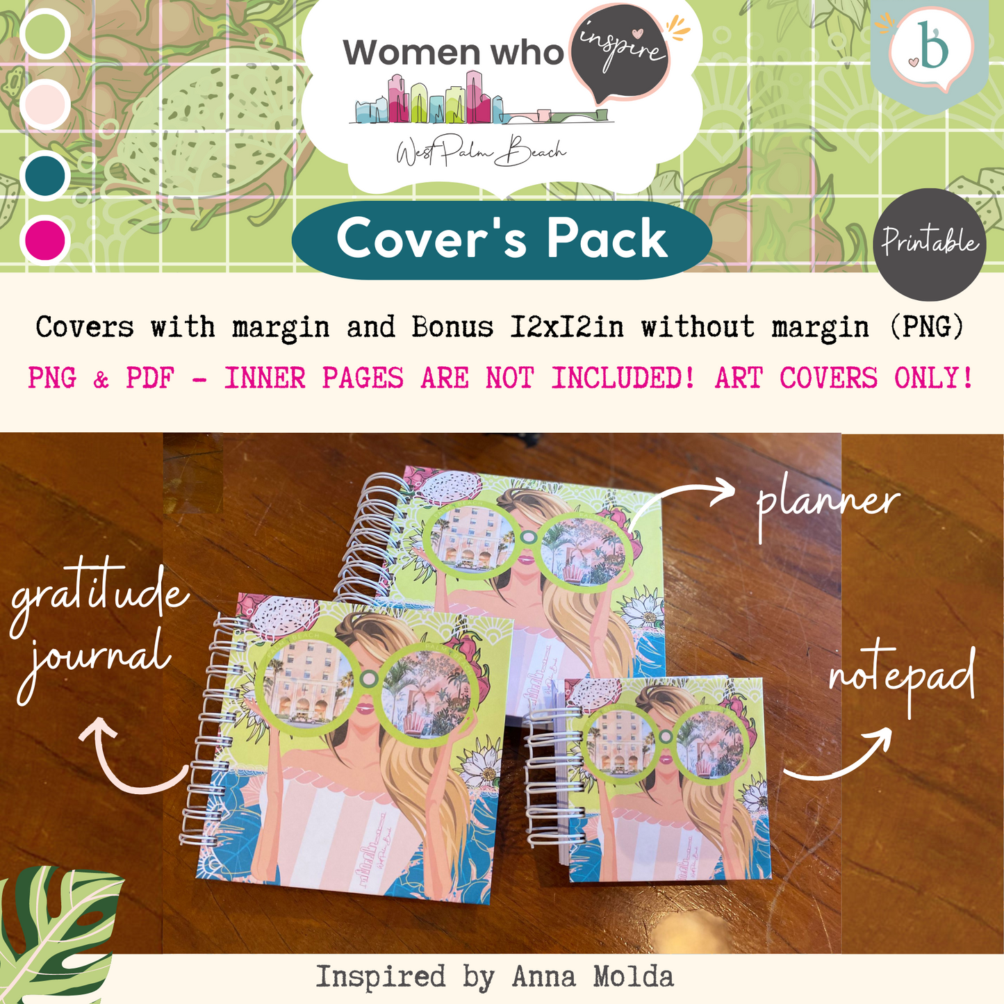Palm Beach Girls - Printable Planner - Journal - Notepad Cover