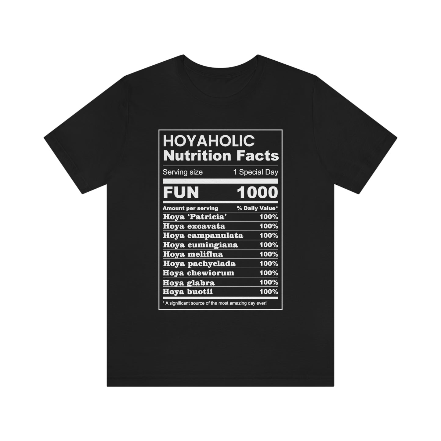 HOYAHOLIC NUTRITION FACTS SHORT SLEEVE TEE