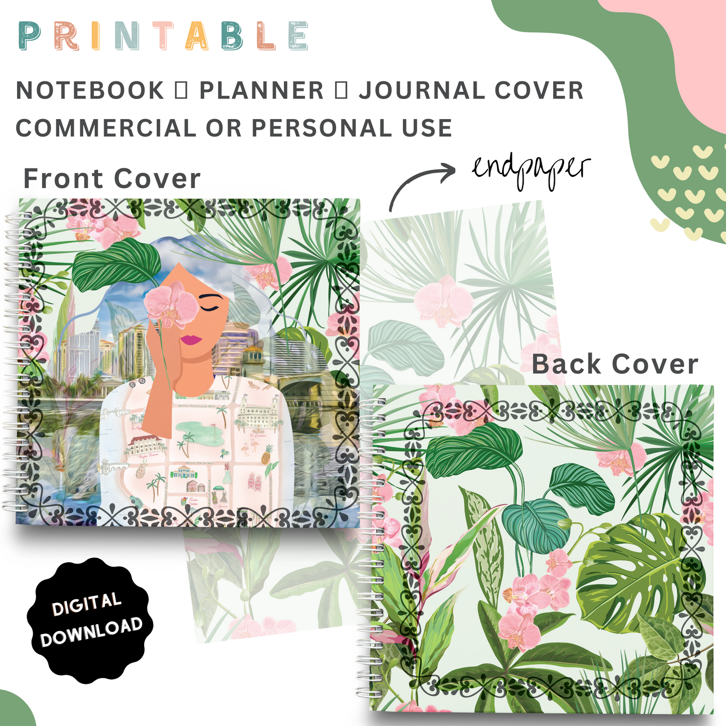 Palm Beach Girls - Printable Planner - Journal - Notepad Cover