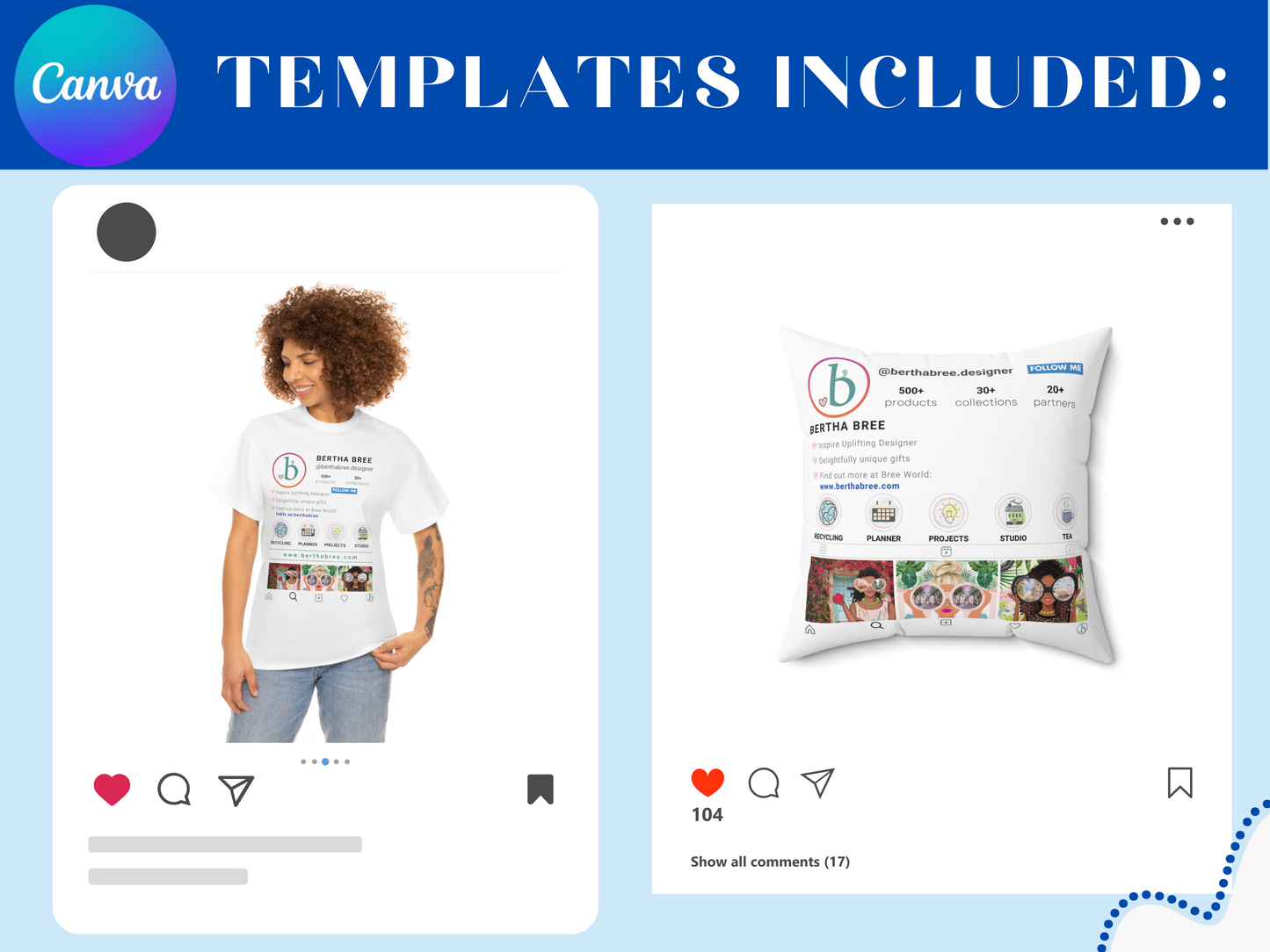 Editable Print on Demand Bundle - Instagram Collection Editable Canva - Mug Pillow Tumble Shirt Garden Flag Journal Totebag Note cube