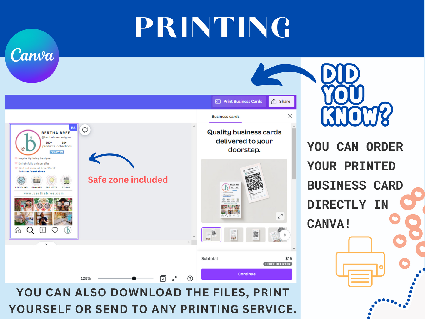 Instagram Business Card Template Editable in Canva - Creative Business Card Customizable