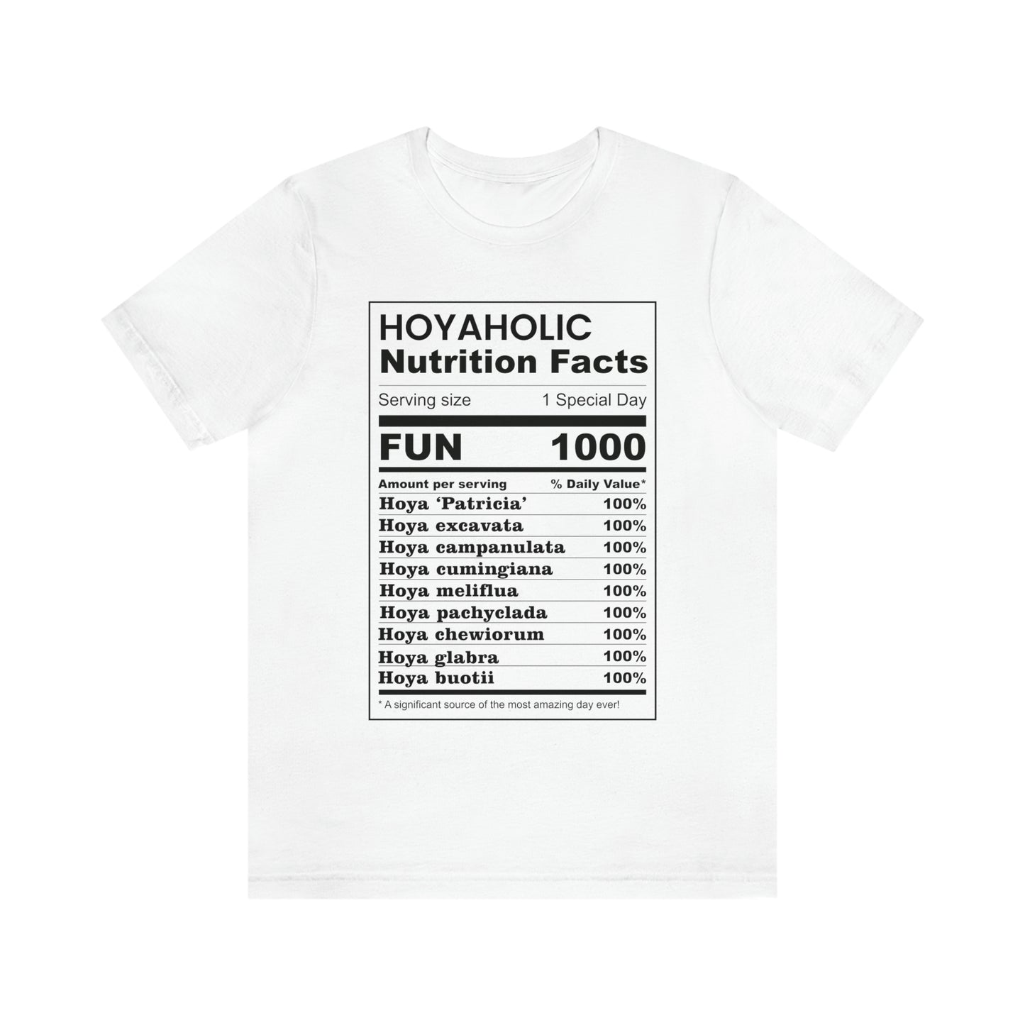 HOYAHOLIC NUTRITION FACTS SHORT SLEEVE TEE