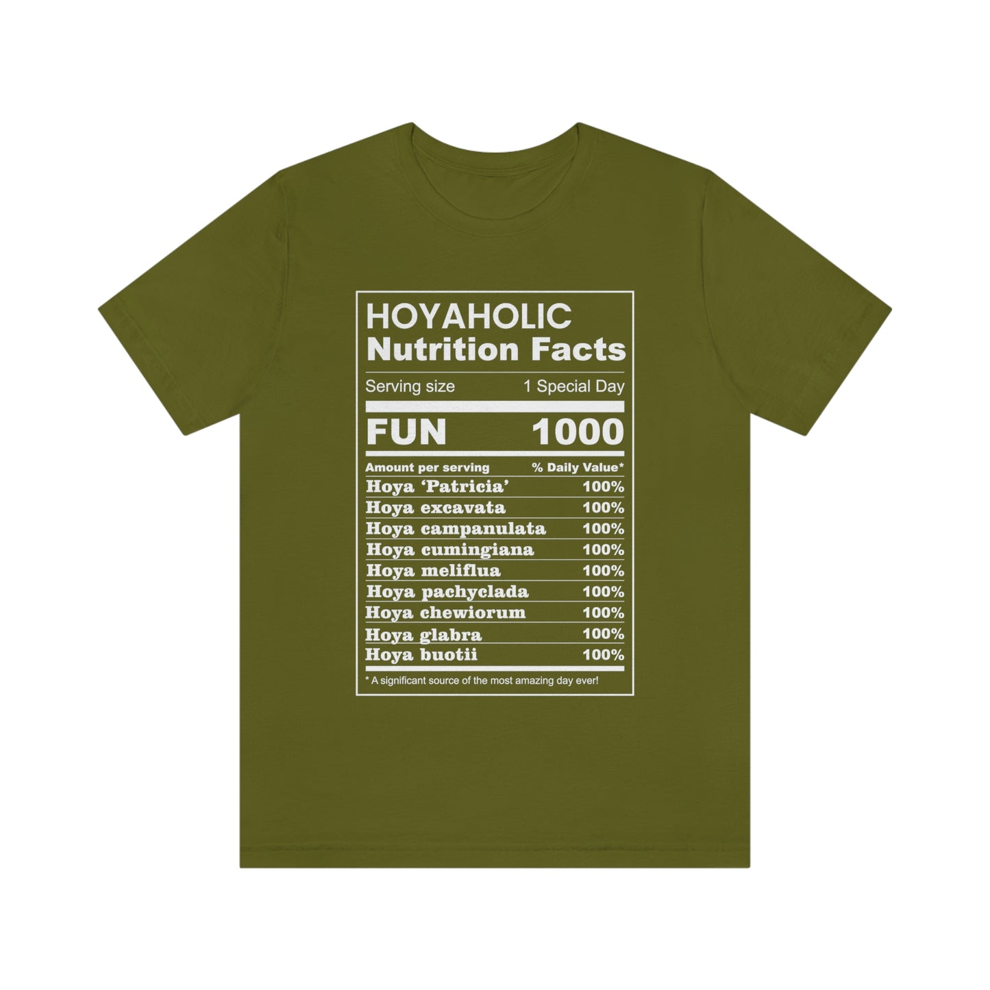 HOYAHOLIC NUTRITION FACTS SHORT SLEEVE TEE