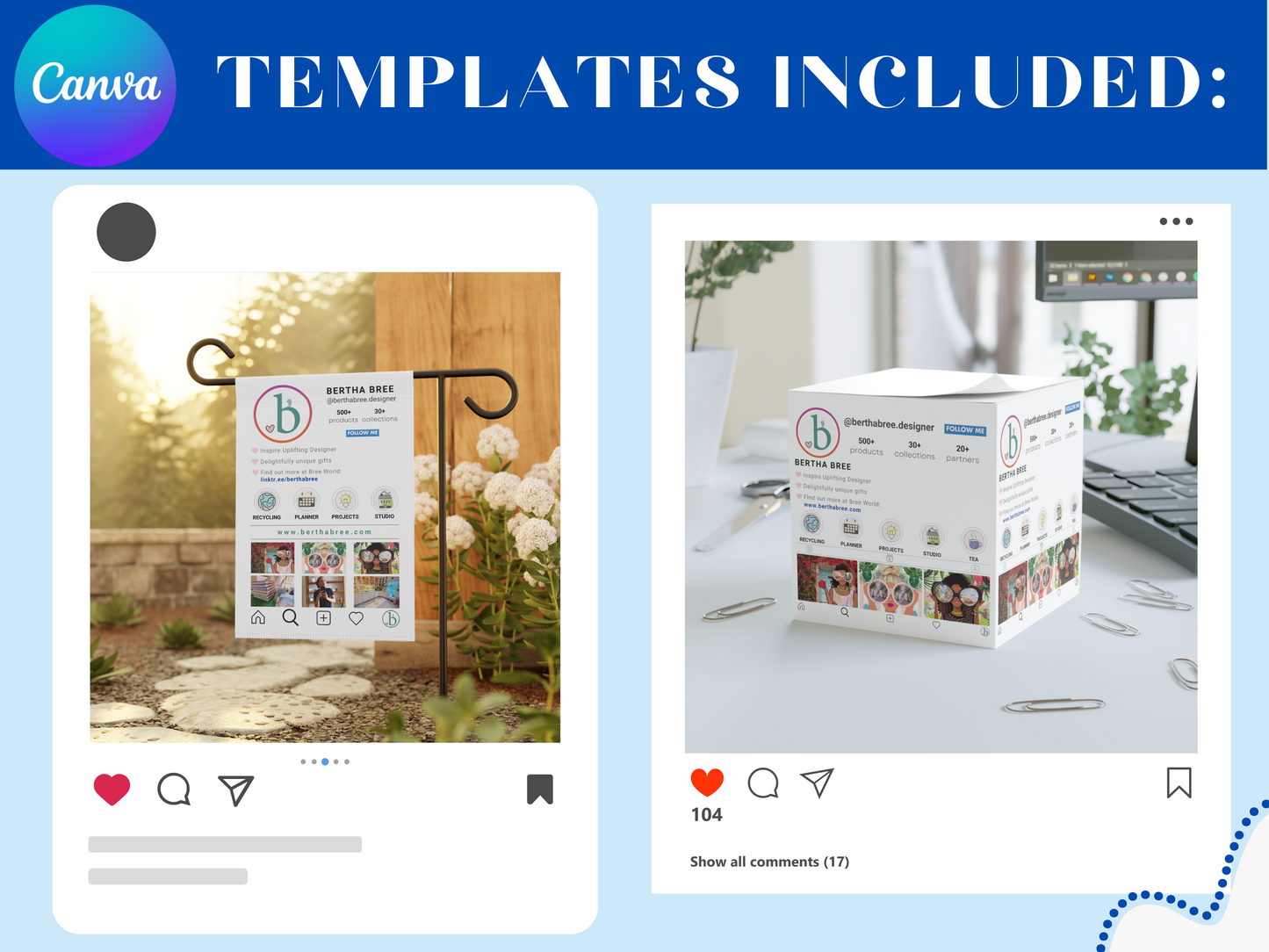 Editable Print on Demand Bundle - Instagram Collection Editable Canva - Mug Pillow Tumble Shirt Garden Flag Journal Totebag Note cube