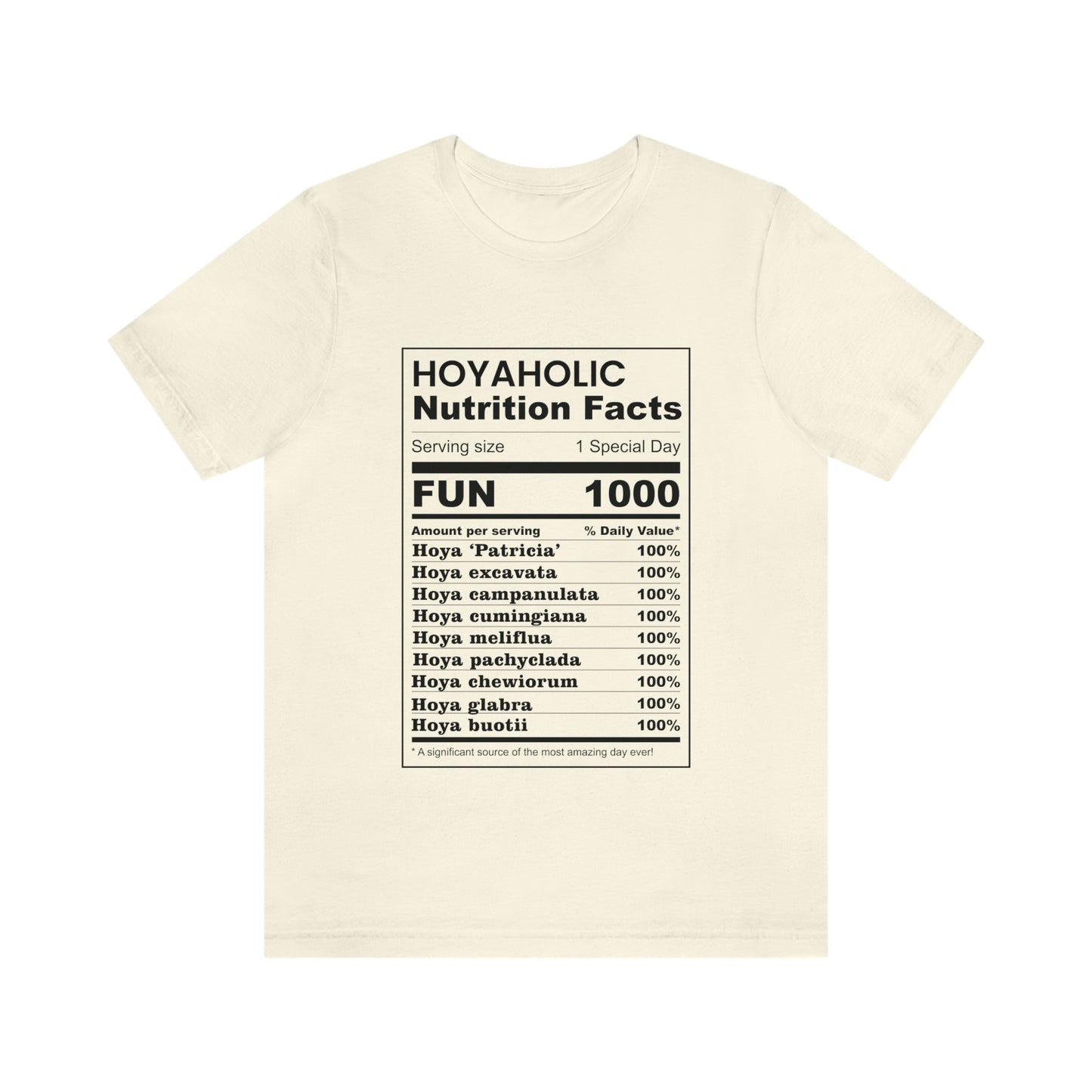HOYAHOLIC NUTRITION FACTS SHORT SLEEVE TEE