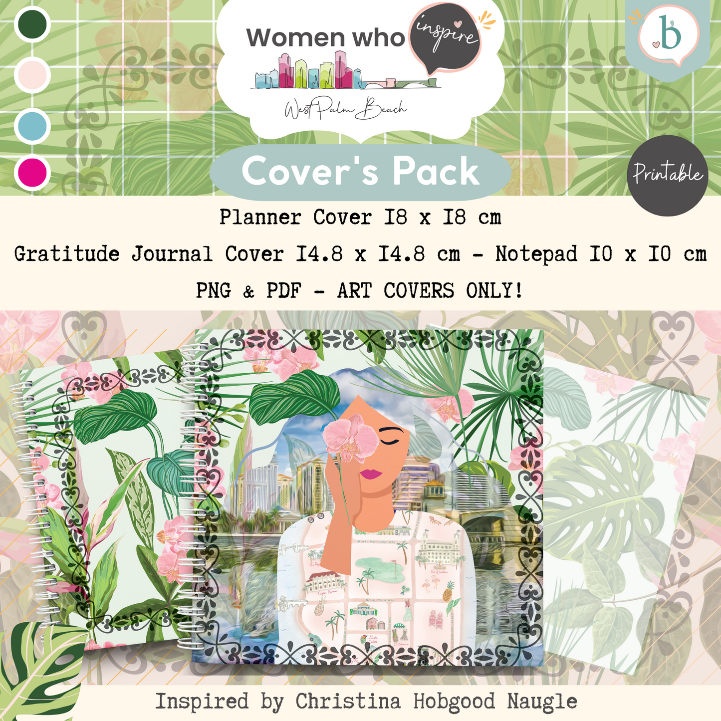 Palm Beach Girls - Printable Planner - Journal - Notepad Cover