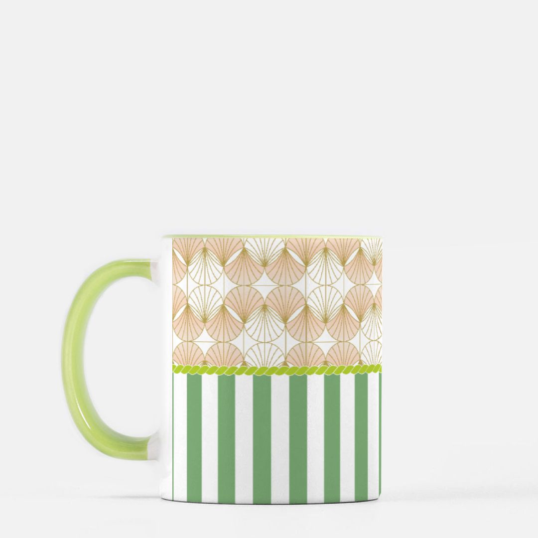 Julie Khanna Mug 11 oz. (Green + White)