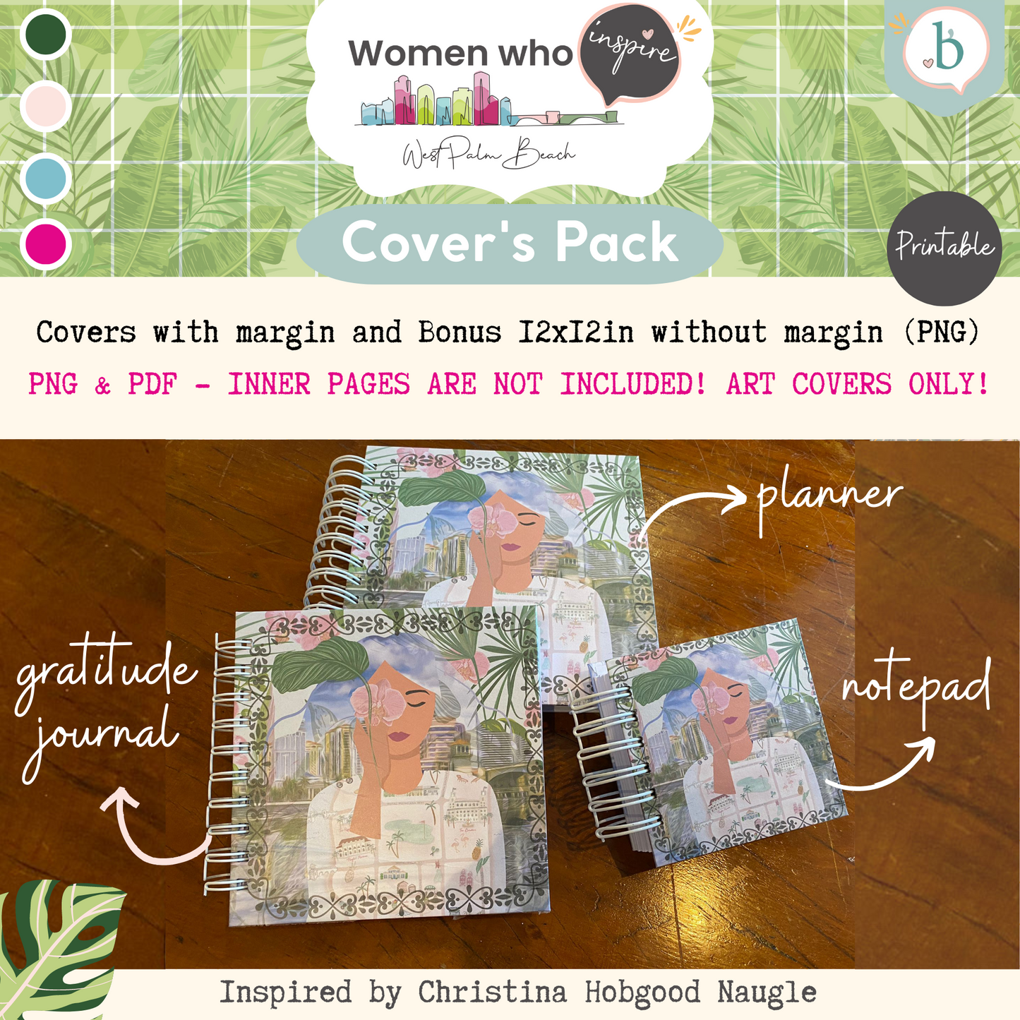 Palm Beach Girls - Printable Planner - Journal - Notepad Cover