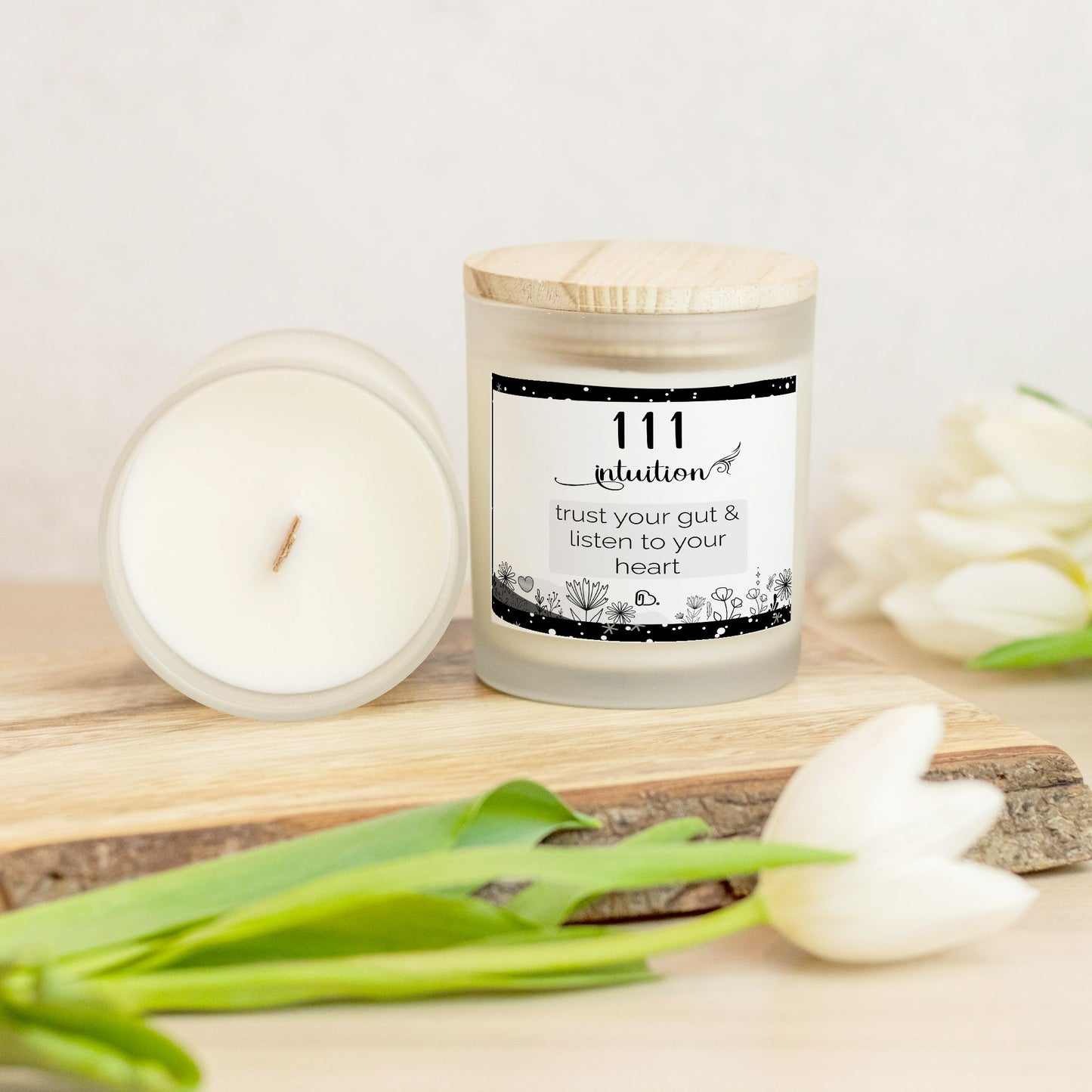 Angel Number 111 Candle Frosted Glass (Hand Poured 11 oz)