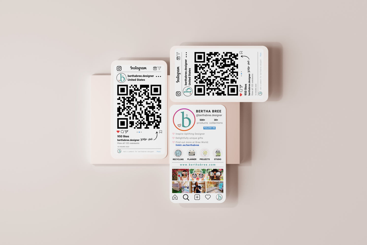 Instagram Business Card Template Editable in Canva - Creative Business Card Customizable