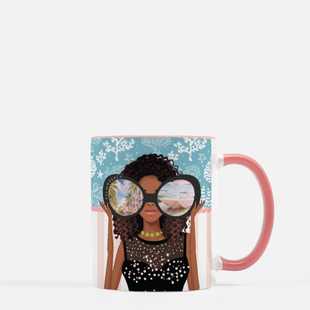 Palm Beach Girls Mug 11 oz. (Pink + White)