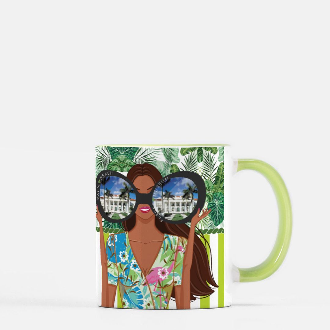 Palm Beach Girls Mug 11 oz. (Green + White)