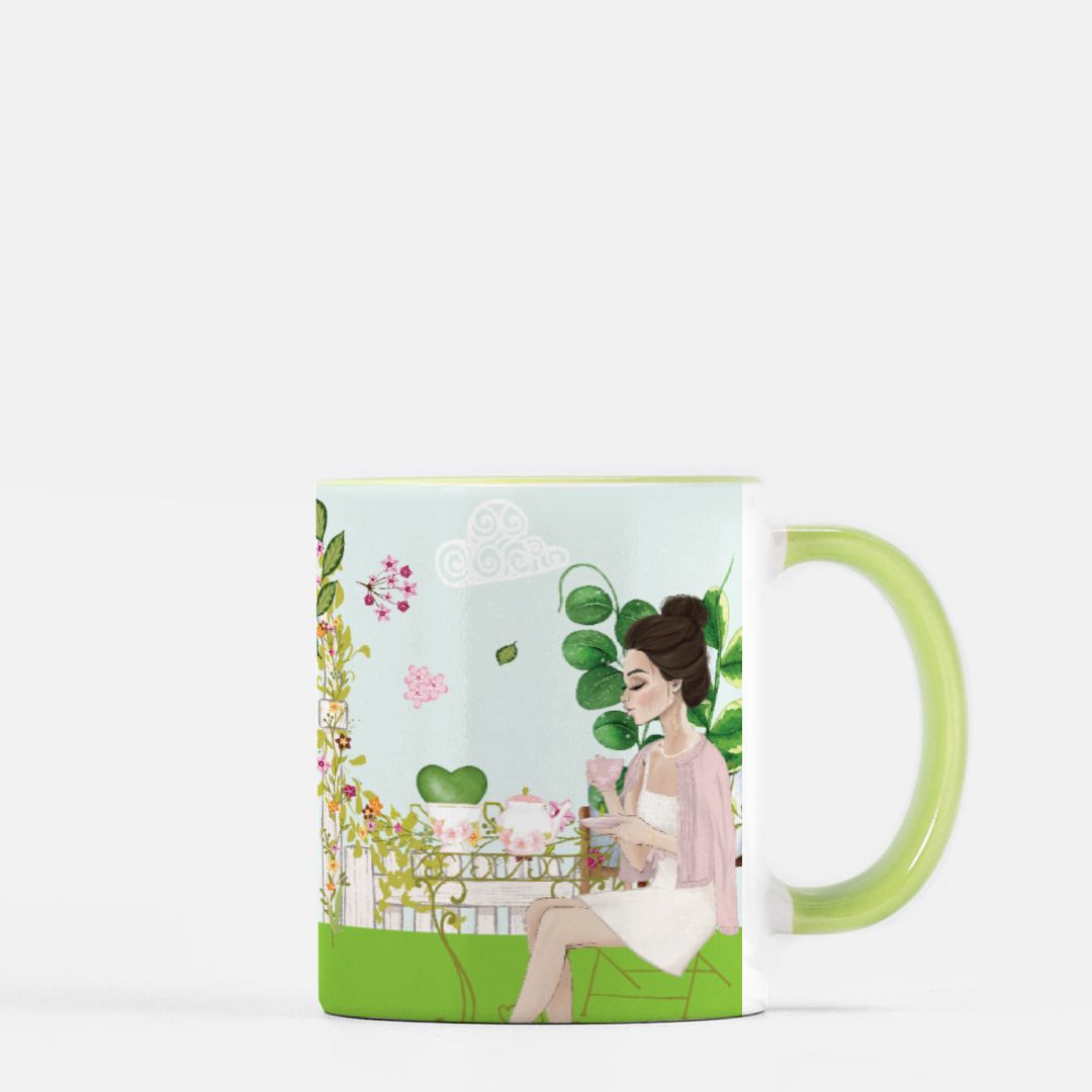 HOYAHOLIC High Tea Garden MUG 11oz (Green + White)