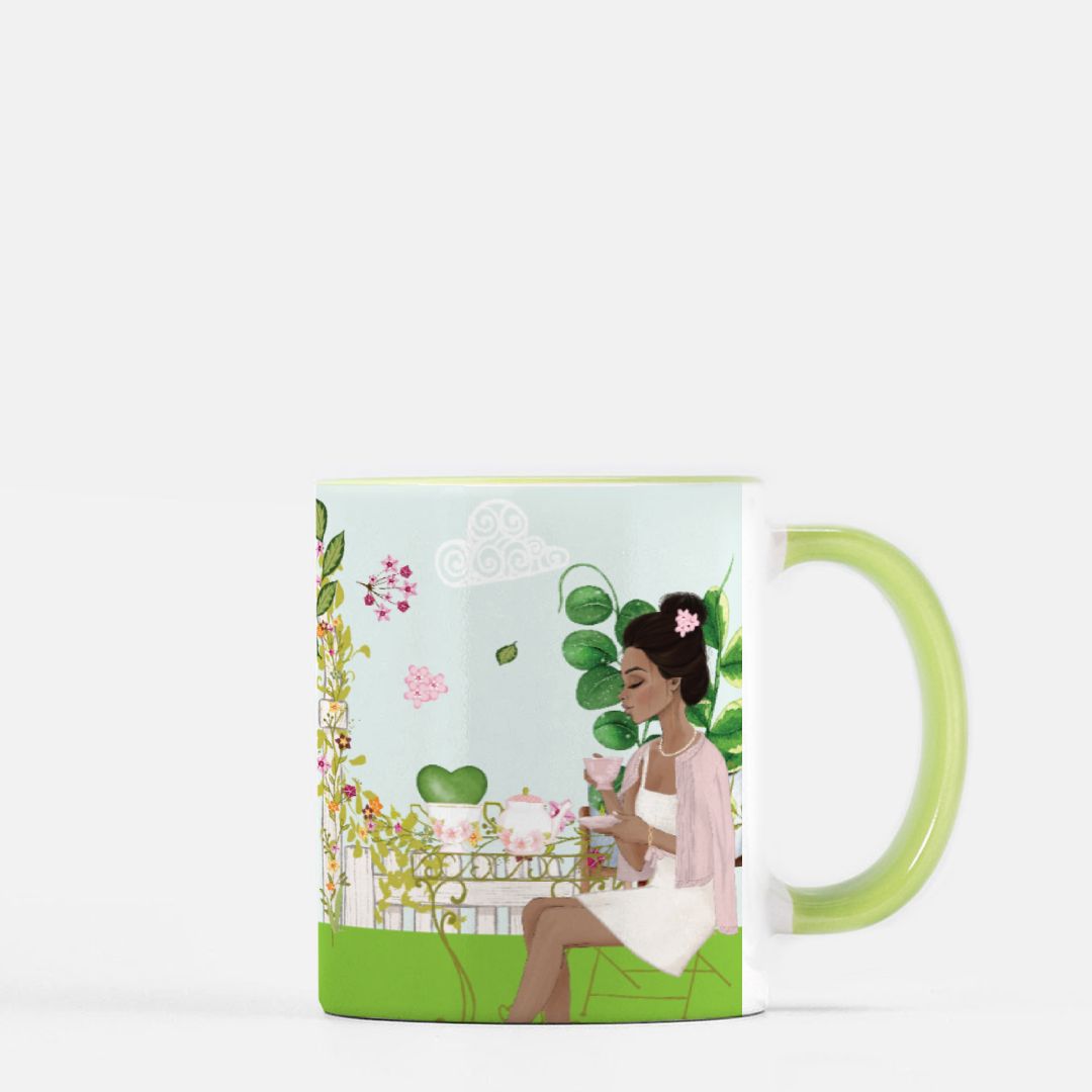 HOYAHOLIC High Tea Garden Mug 11 oz. (Green + White)