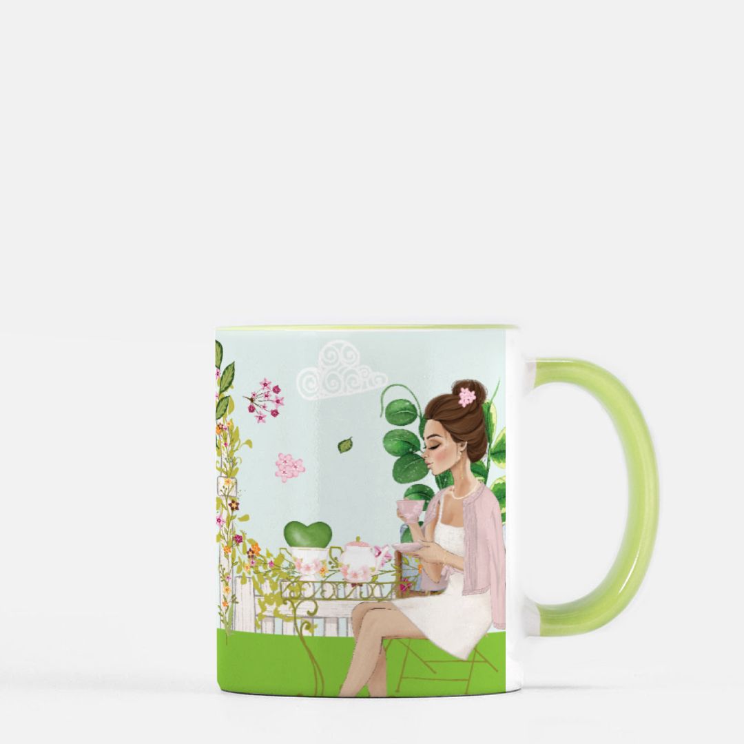 HOYAHOLIC High Tea Garden Mug 11 oz. (Green + White)