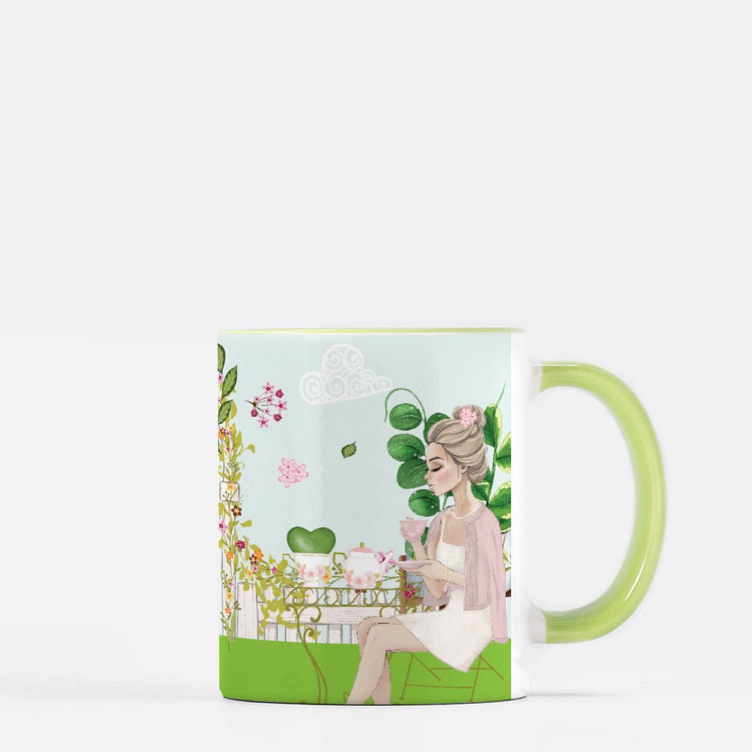 HOYAHOLIC High Tea Garden Mug 11 oz. (Green + White)