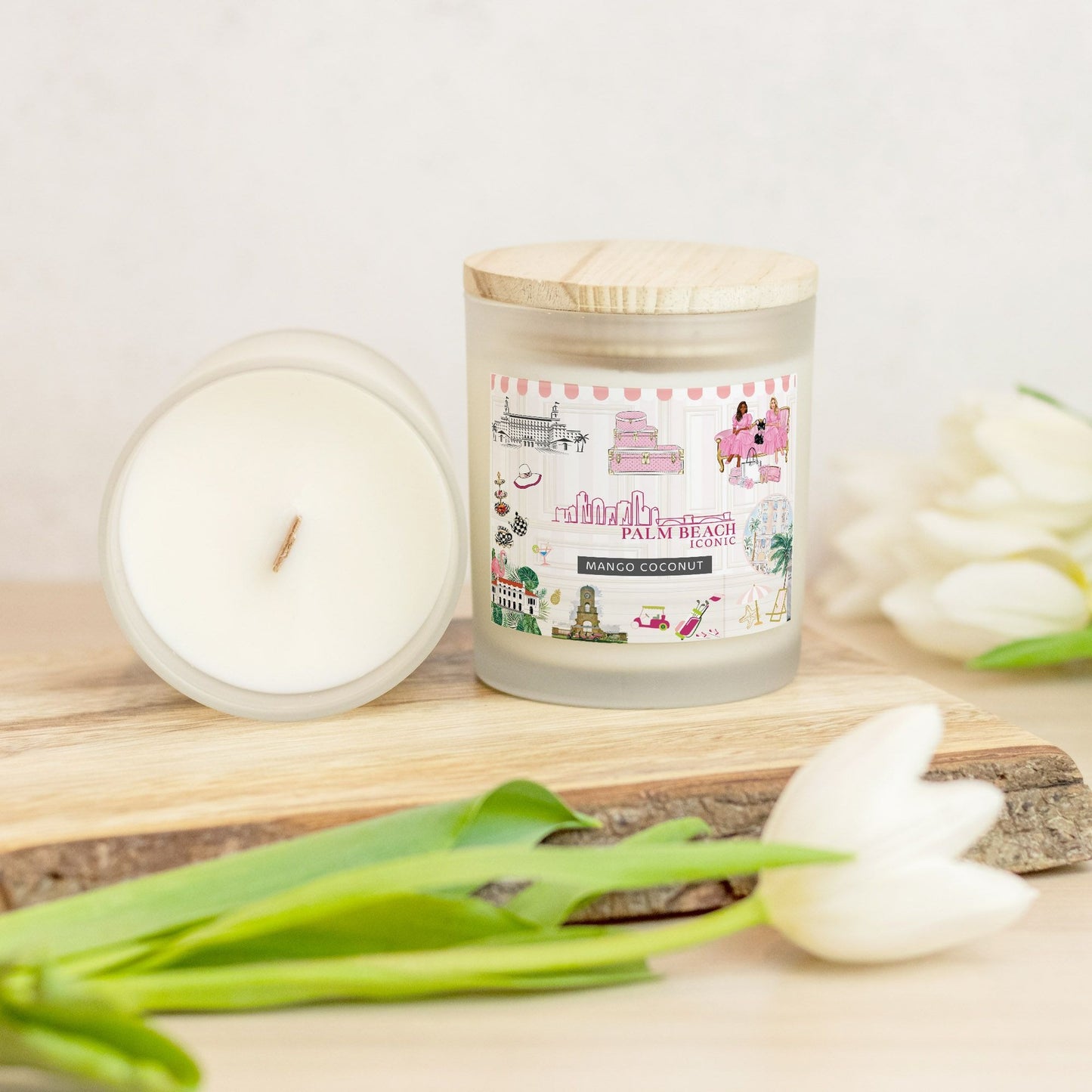 Palm Beach Iconic Candle Frosted Glass (Hand Poured 11 oz)