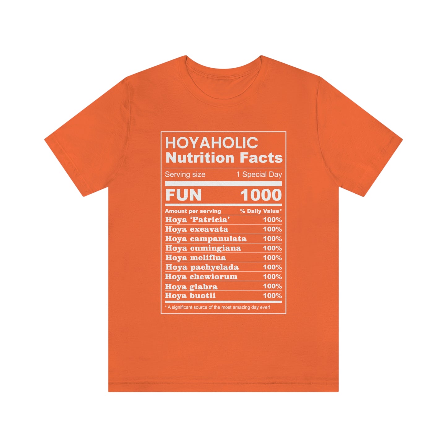 HOYAHOLIC NUTRITION FACTS SHORT SLEEVE TEE
