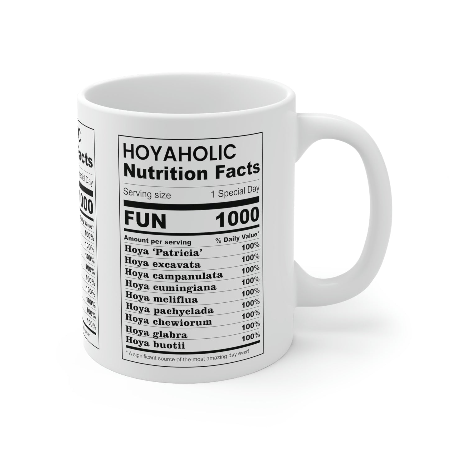 HOYAHOLIC NUTRITION FACTS MUG 11oz