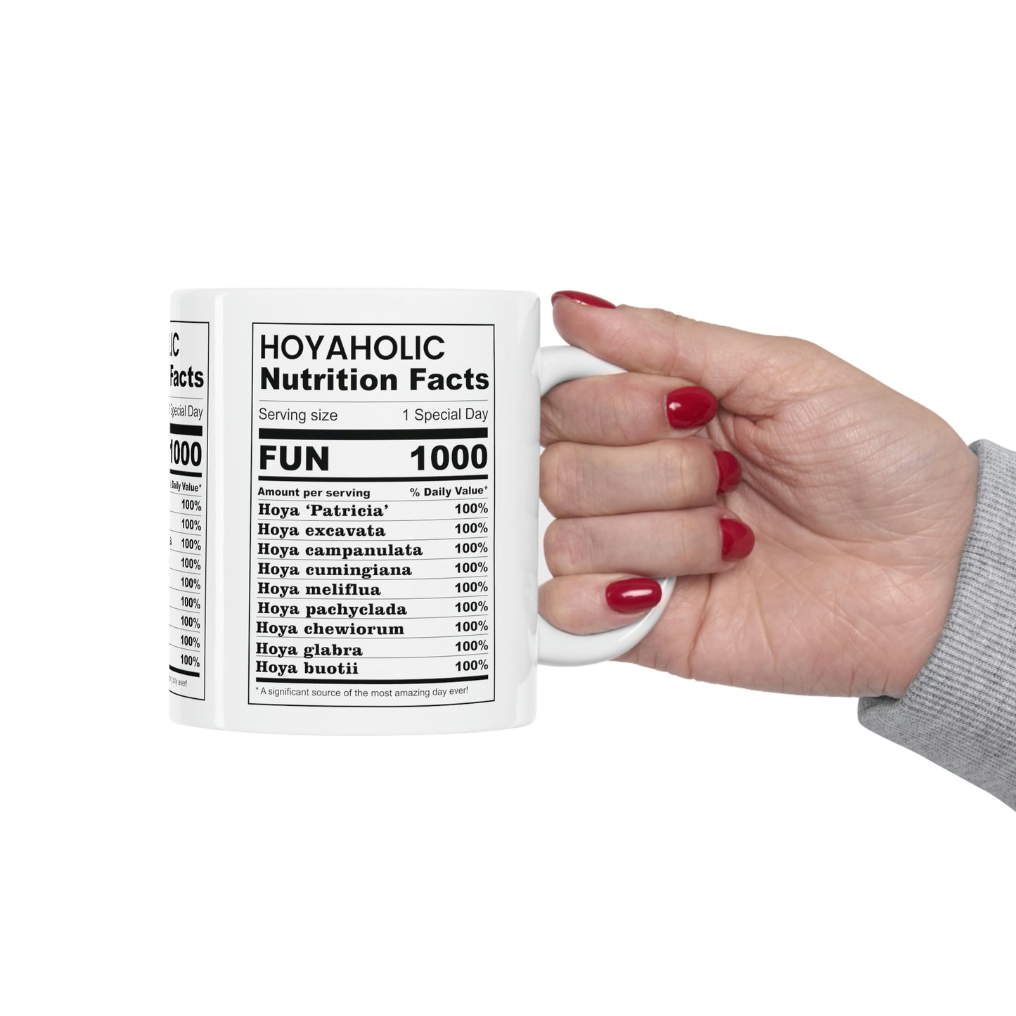 HOYAHOLIC NUTRITION FACTS MUG 11oz