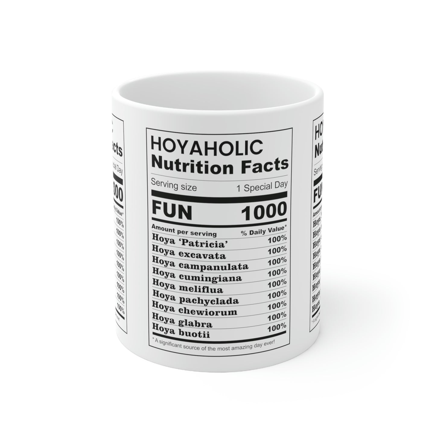 HOYAHOLIC NUTRITION FACTS MUG 11oz