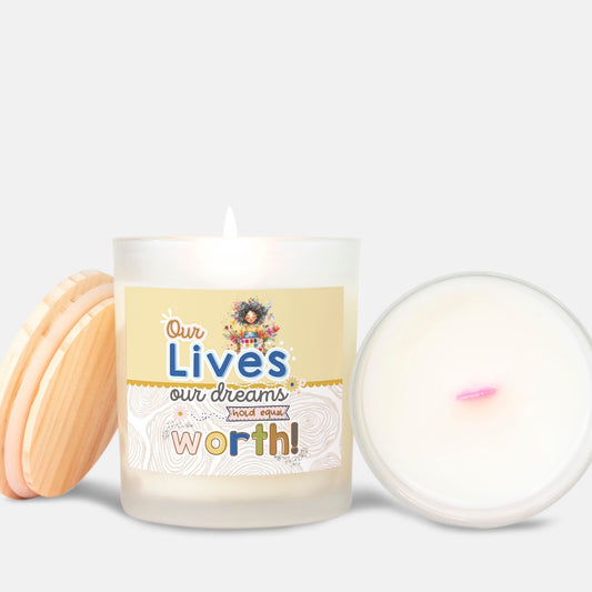 OUR LIVES Candle Frosted (Pink Wick) Glass