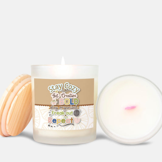 STAY COZY Candle Frosted (Pink Wick) Glass