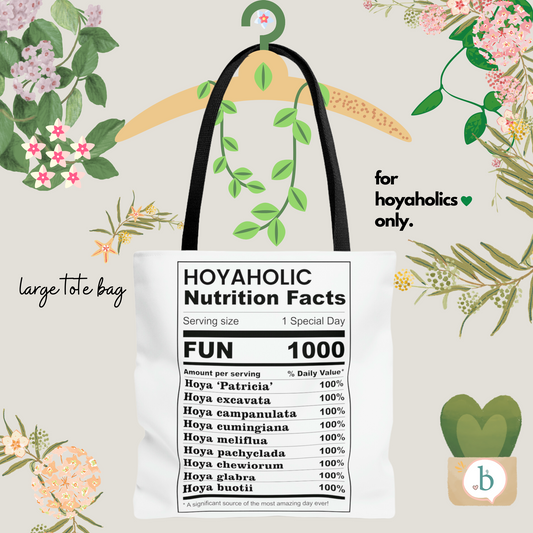 HOYAHOLIC NUTRITION FACTS TOTE BAG