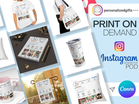 Editable Print on Demand Bundle - Instagram Collection Editable Canva - Mug Pillow Tumble Shirt Garden Flag Journal Totebag Note cube