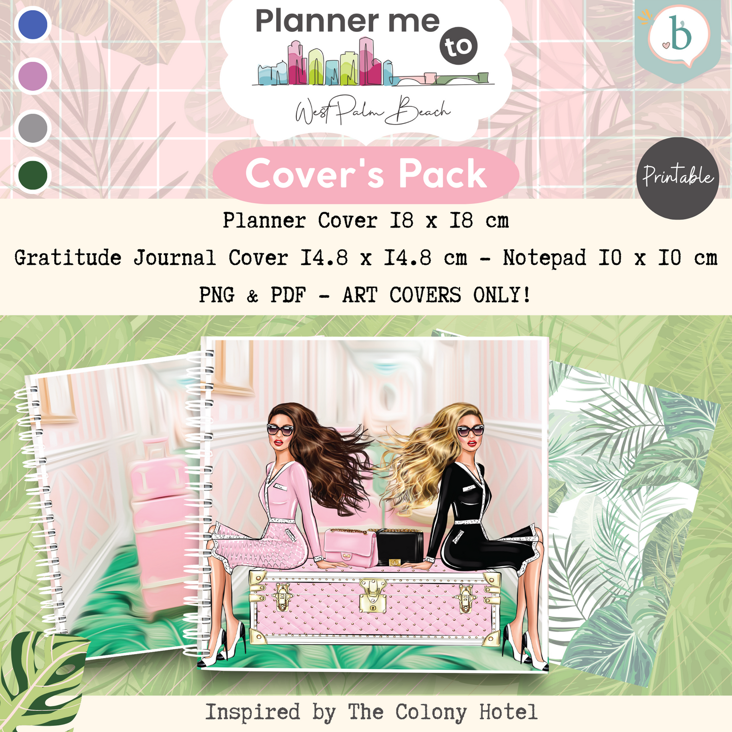 Palm Beach Girls - Printable Planner - Journal - Notepad Cover