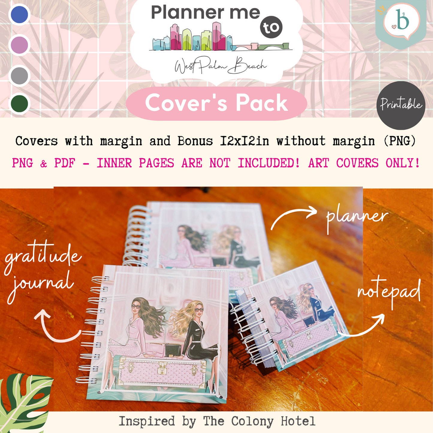 Palm Beach Girls - Printable Planner - Journal - Notepad Cover