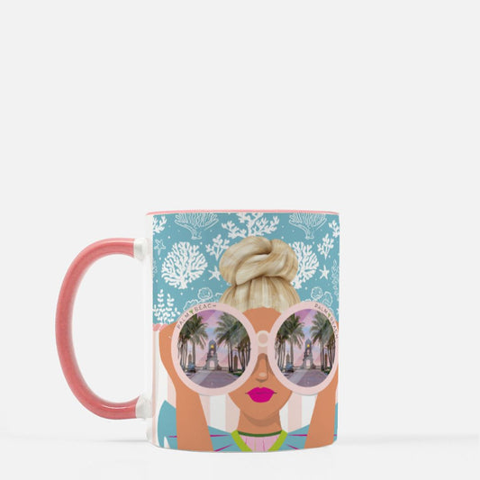 Palm Beach Girls Mug 11 oz. (Pink + White)