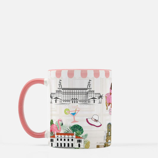 Palm Beach Iconic Mug 11 oz. (Pink + White)