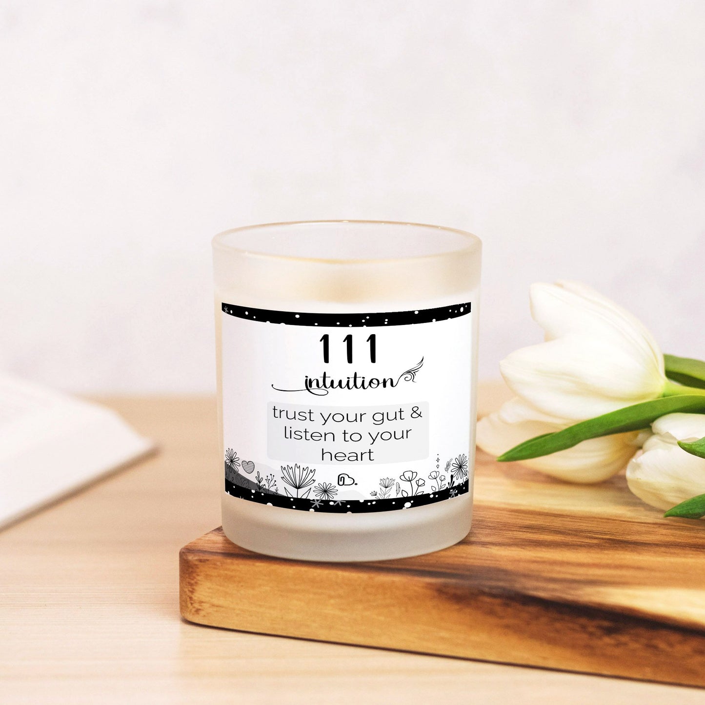 Angel Number 111 Candle Frosted Glass (Hand Poured 11 oz)