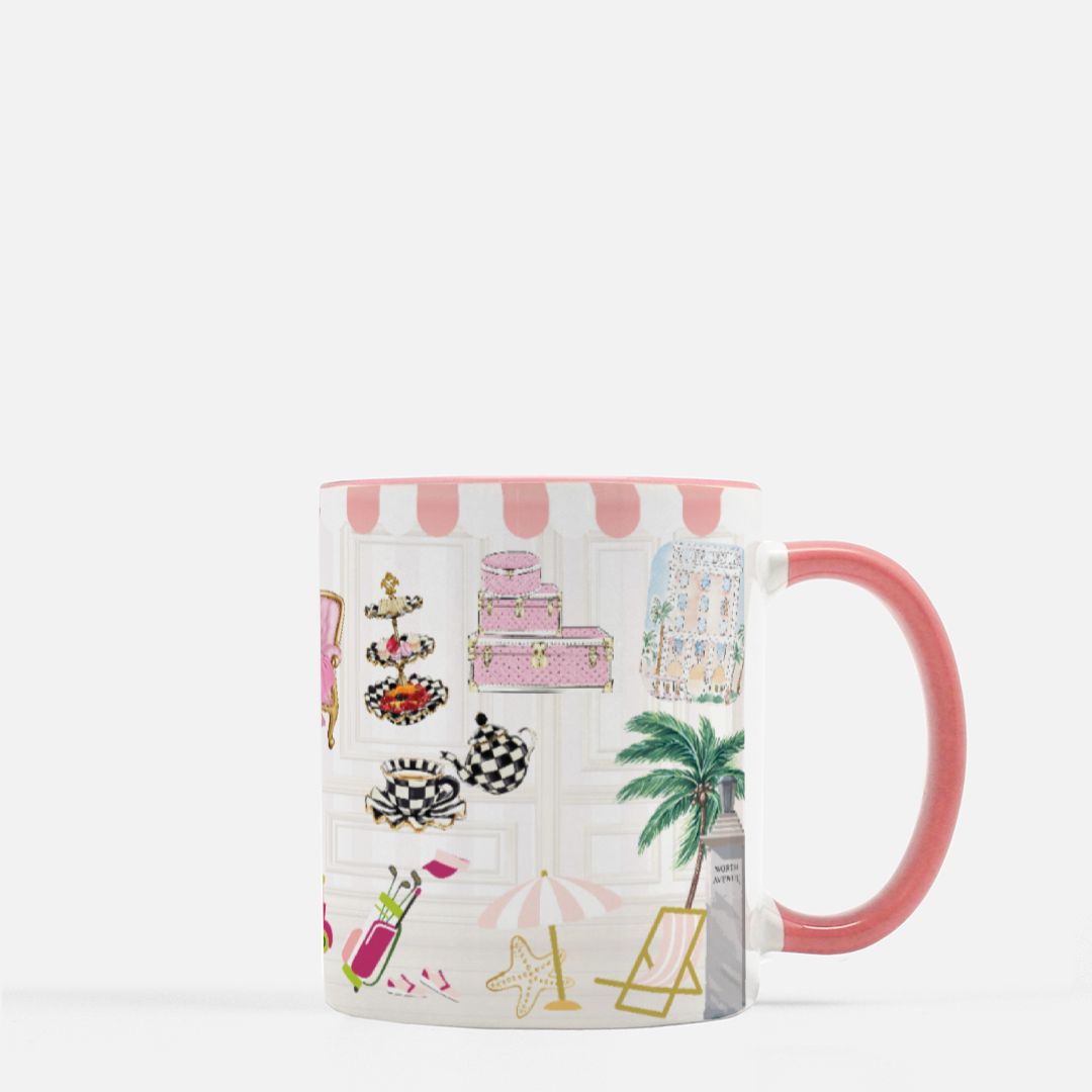 Palm Beach Iconic Mug 11 oz. (Pink + White)