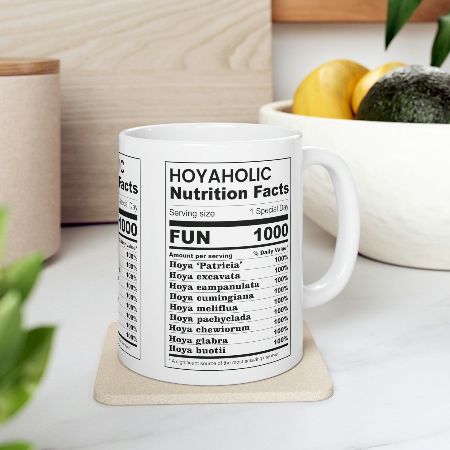 HOYAHOLIC NUTRITION FACTS MUG 11oz